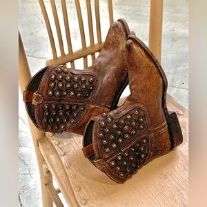 Frye Brown Studded Ankle Boots